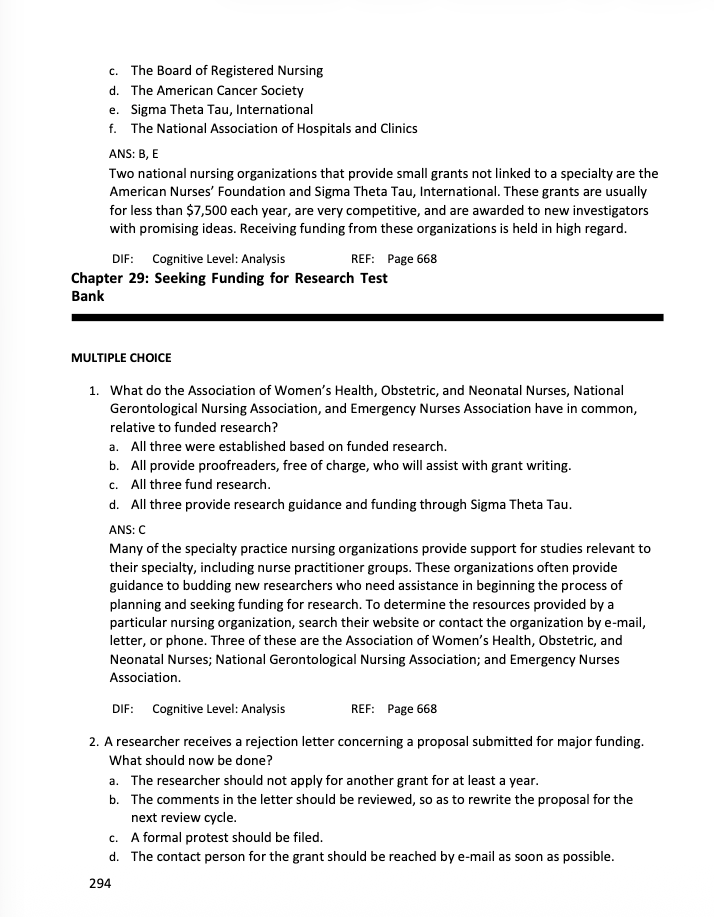 Test Bank Burns and Grove's The Practice of Nursing Research 9th Edition