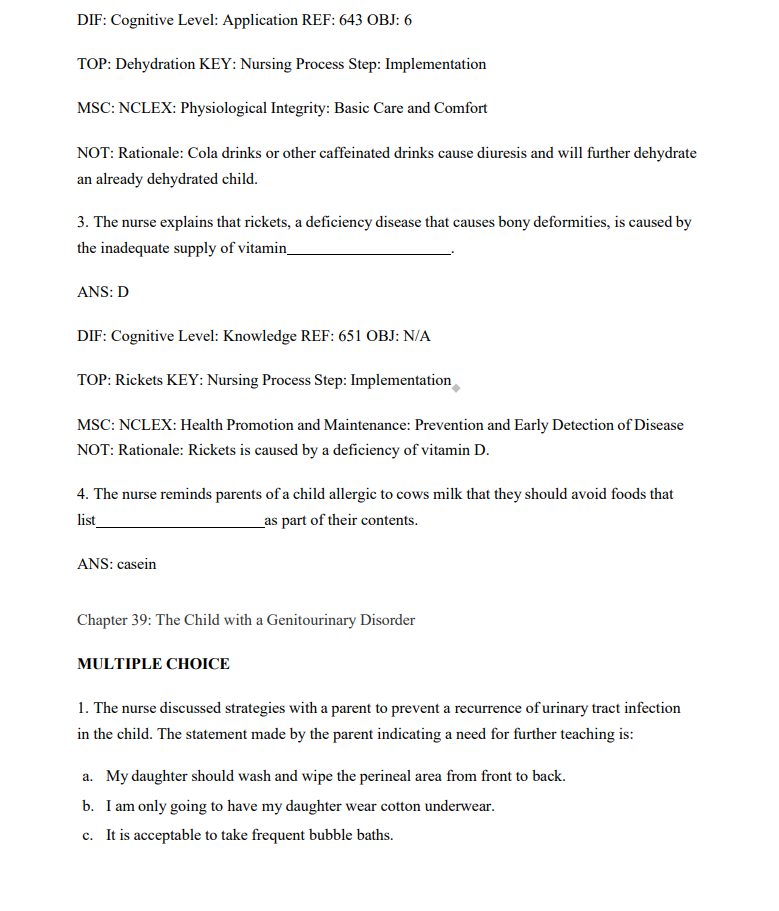 Test Bank Introductory Maternity and Pediatric Nursing 5th by Hatfield