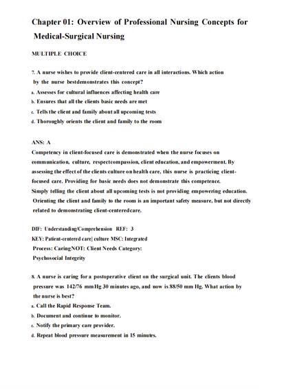 Test Bank Medical-Surgical Nursing: Concepts for Clinical Judgment and Collaborative Care 11th Edition by Ignatavicius
