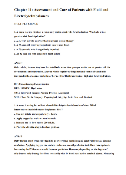 Test Bank Medical-Surgical Nursing: Concepts for Clinical Judgment and Collaborative Care 11th Edition by Ignatavicius