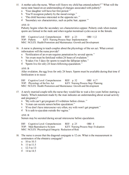 Test Bank Introduction to Maternity and Pediatric Nursing 9th Edition