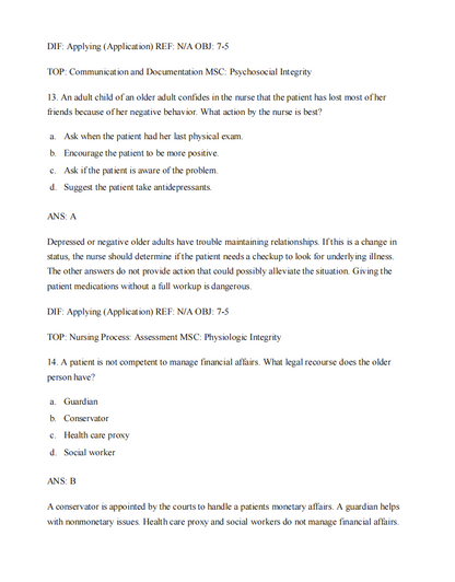 Test Bank Gerontological Nursing 10th Edition by Charlotte Eliopoulos