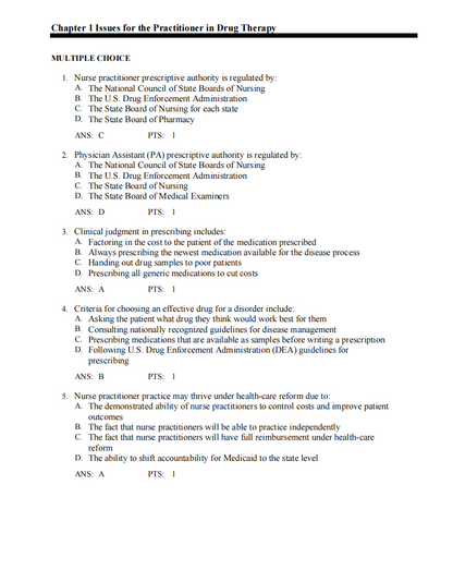 Test Bank Pharmacotherapeutics for Advanced Practice: A Practical Approach 5th Edition