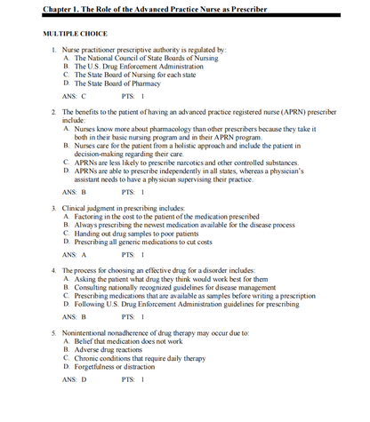 Test Bank Pharmacotherapeutics for Advanced Practice Nurse Prescribers 6th by Woo Wright