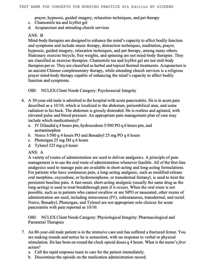 Test Bank Concepts for Nursing Practice 4th Edition by Giddens