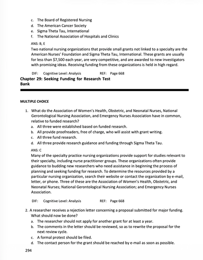 Test Bank Burns and Grove's The Practice of Nursing Research 9th Edition